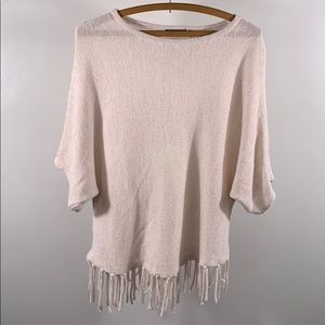 Rose gold fringe bat sleeve sweater